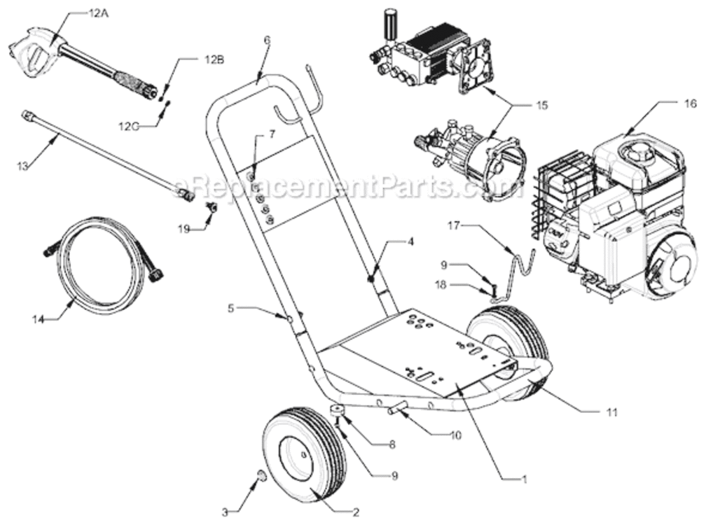 Page A Diagram and Parts List for PW322110LE 2001 Campbell Hausfeld Pressure Washer